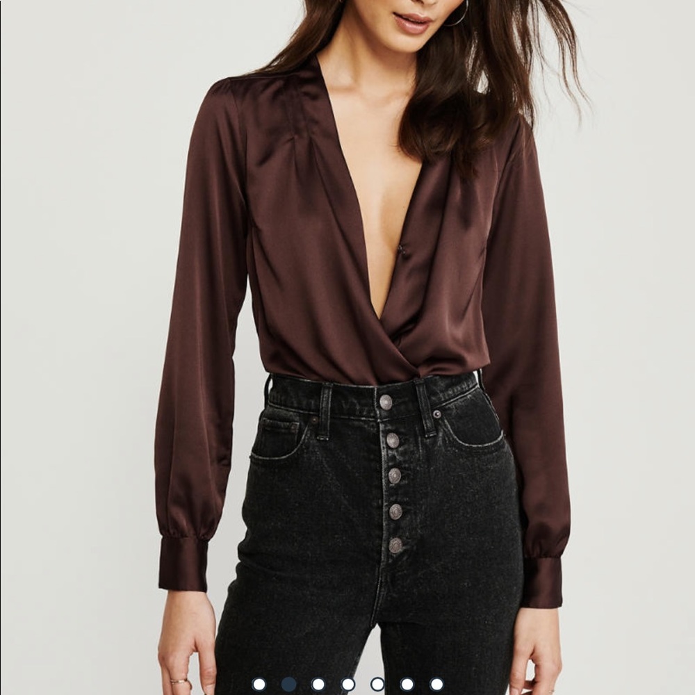 NWT Abercrombie Long Sleeve Satin Bodysuit